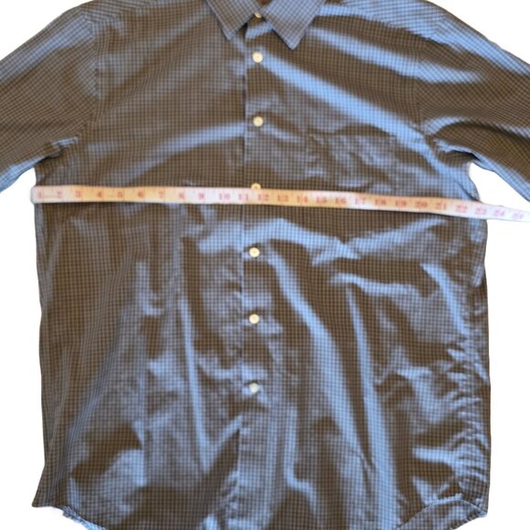 VGUC - Joseph Abboud Men's Grey & Blue Button-Up Shirt - Slim Fit 16.5 32/33 - Picture 3 of 6